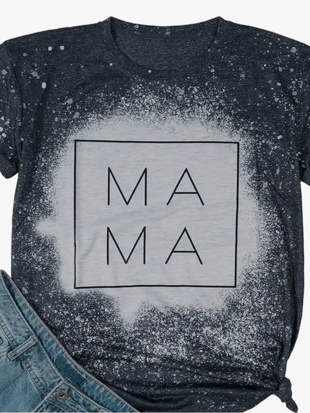 SHEIN Kids 'MAMA' Graphic Tee in Charcoal with White Wash